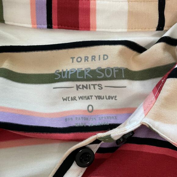 Torrid NWT Collared Skater Dress - Super Soft Multi Stripe Size 0X Short Sleeve - Picture 7 of 9